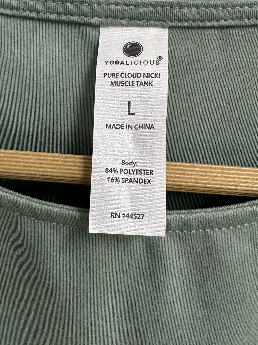 Yogalicious | Pure Cloud Nicky Muscle Tank Sage Green Cropped Workout Top Size L - Picture 2 of 3
